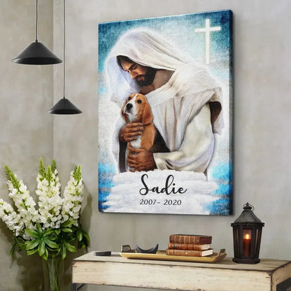 Jesus with Dogs in Heaven - Pet Memorial Canvas Gift - PersonalizedFury