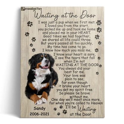 Custom Dog Memorial Canvas – "Waiting at the Door" Poem Gift