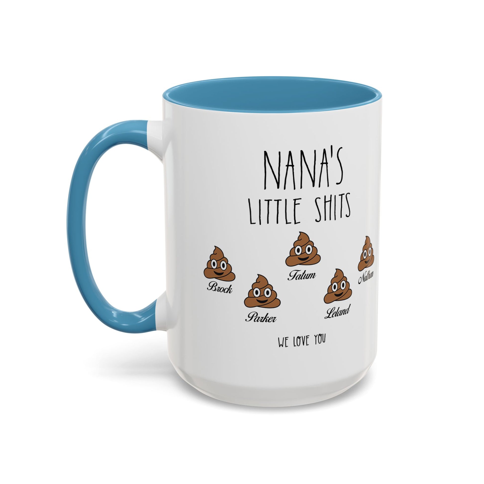 Personalized Nana with Grandkids Names Accent Coffee Mug - Gift For Family - PersonalizedFury