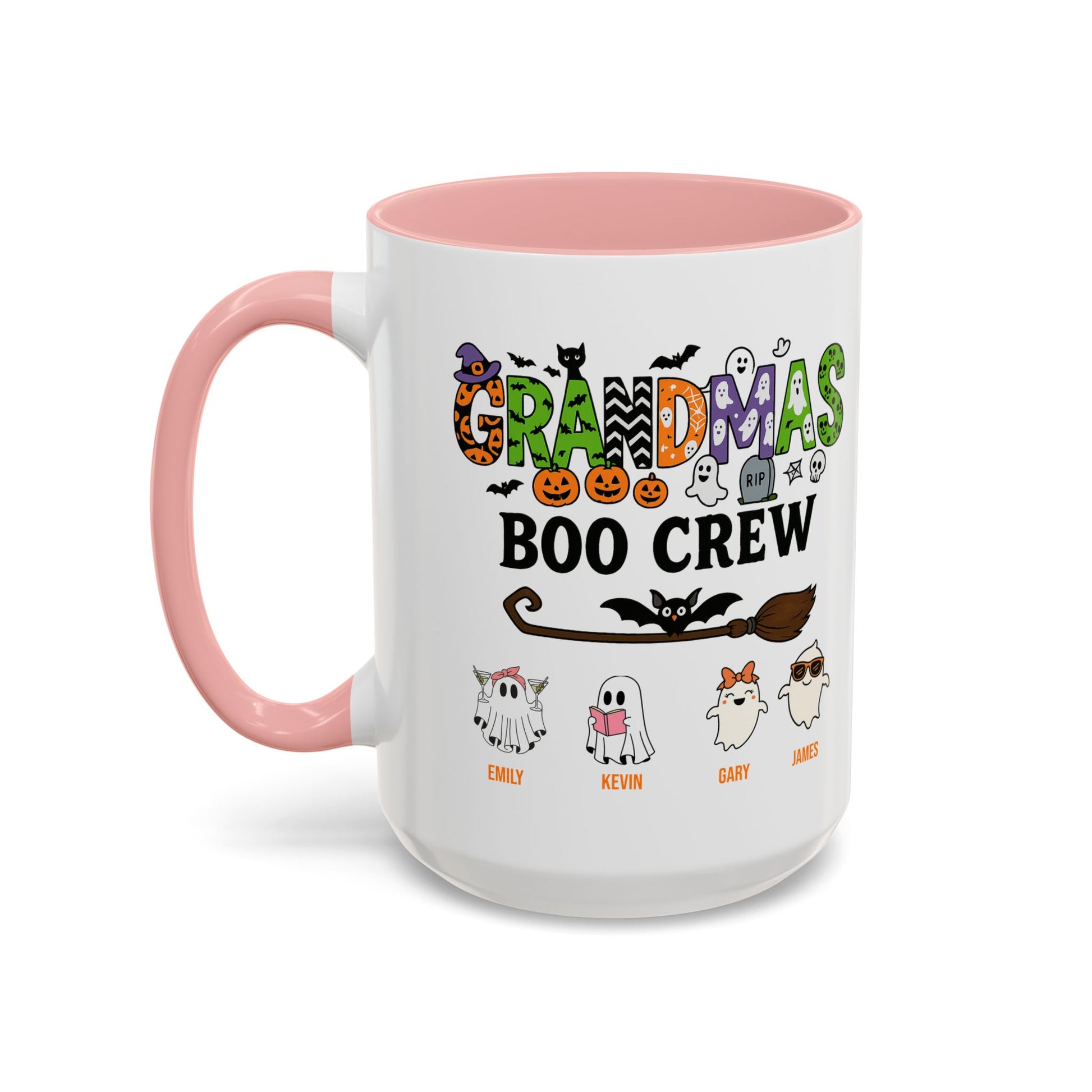 Grandma’s Boo Crew Accent Mug – Personalized Halloween Gift with Names - PersonalizedFury