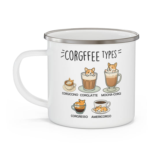 Enamel Camping Mug - Corgi Gift For Corgi and Camping Lovers