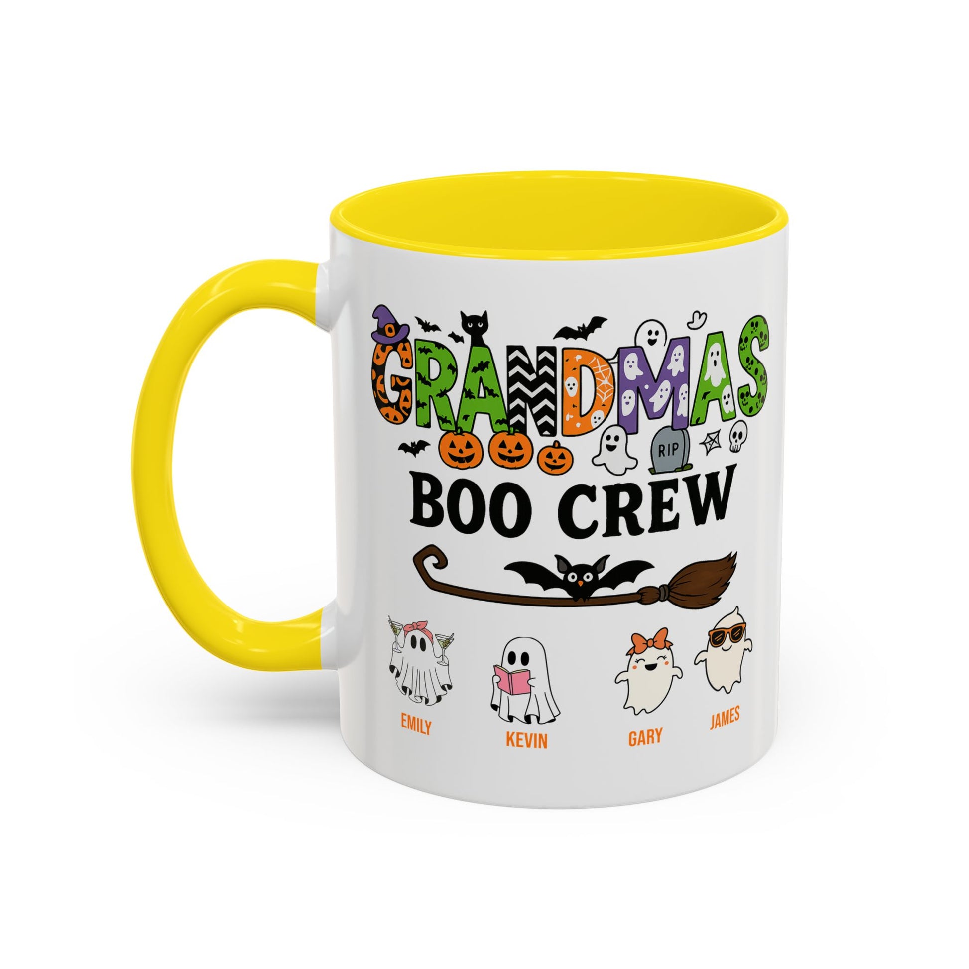 Grandma’s Boo Crew Accent Mug – Personalized Halloween Gift with Names - PersonalizedFury