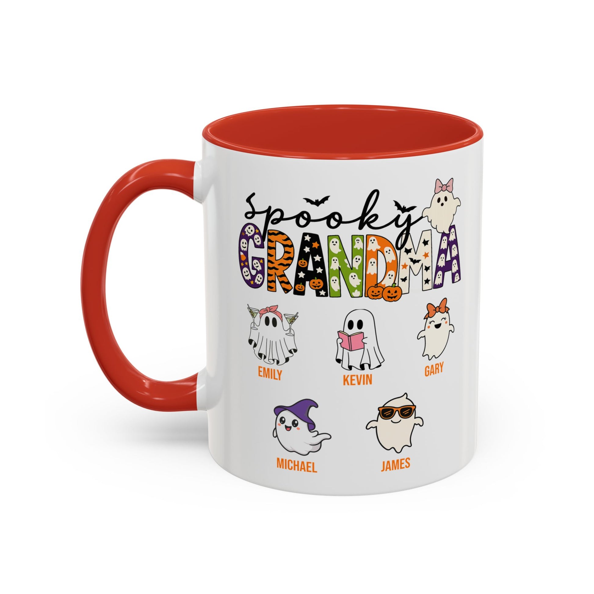 Spooky Grandma Accent Mug – Personalized Halloween Gift with Grandkids’ Names - PersonalizedFury