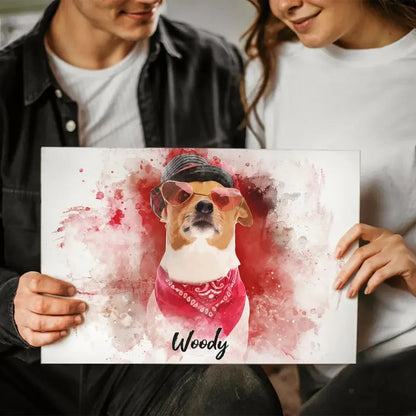 Custom Watercolor Pet Portrait Canvas – Personalized Dog Art Gift - PersonalizedFury