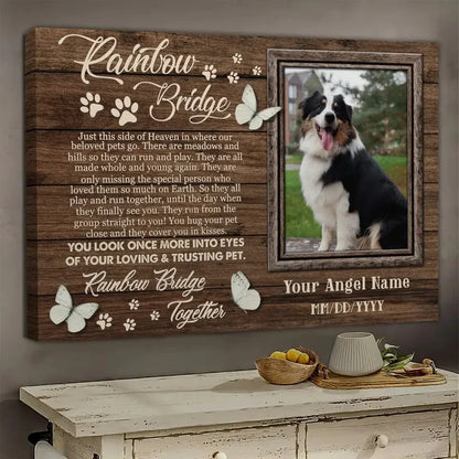 Rainbow Bridge – Custom Pet Memorial Canvas with Photo - PersonalizedFury