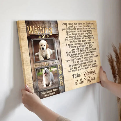"Waiting at the Door" – Custom Dog Memorial Canvas With Photo & Name - PersonalizedFury