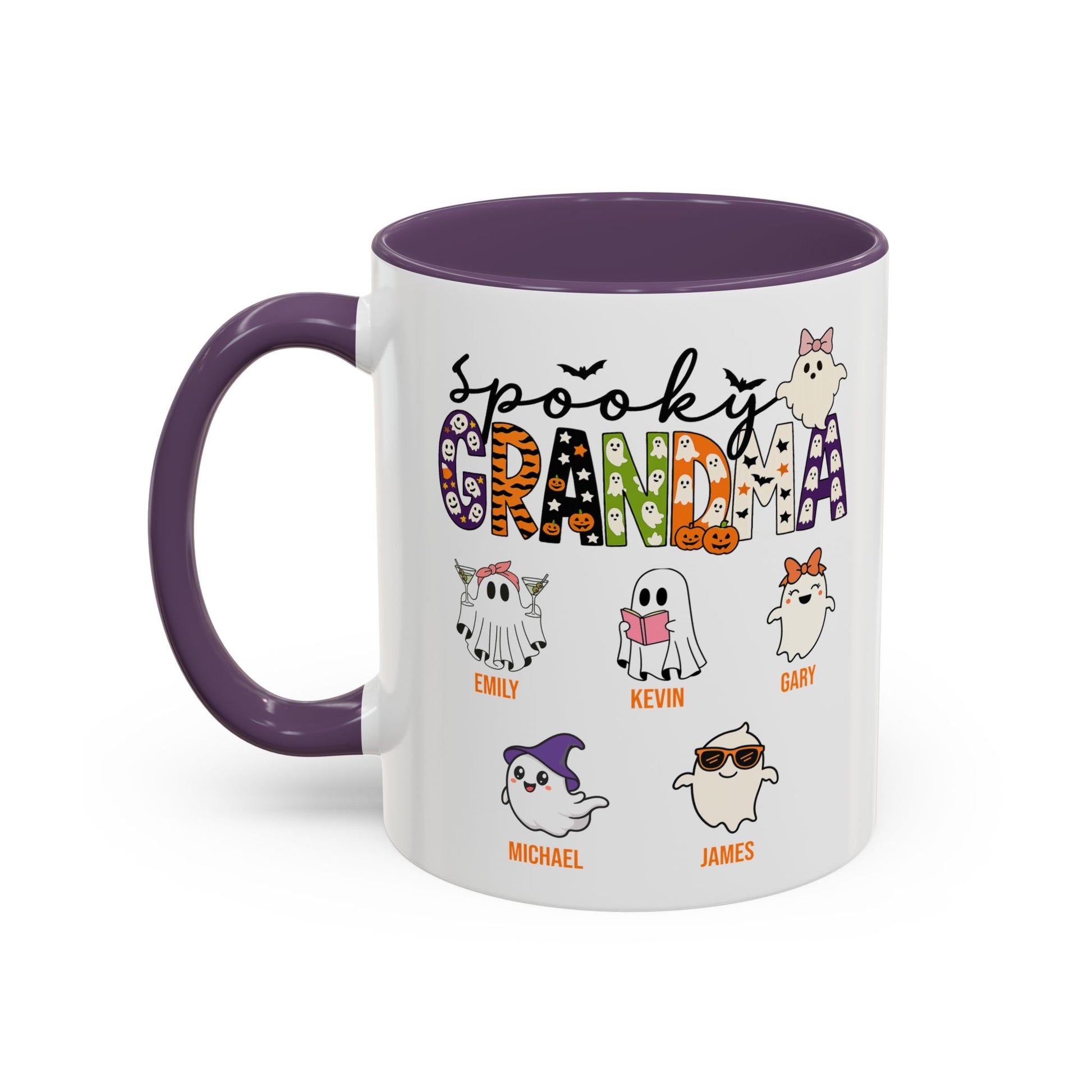 Spooky Grandma Accent Mug – Personalized Halloween Gift with Grandkids’ Names - PersonalizedFury