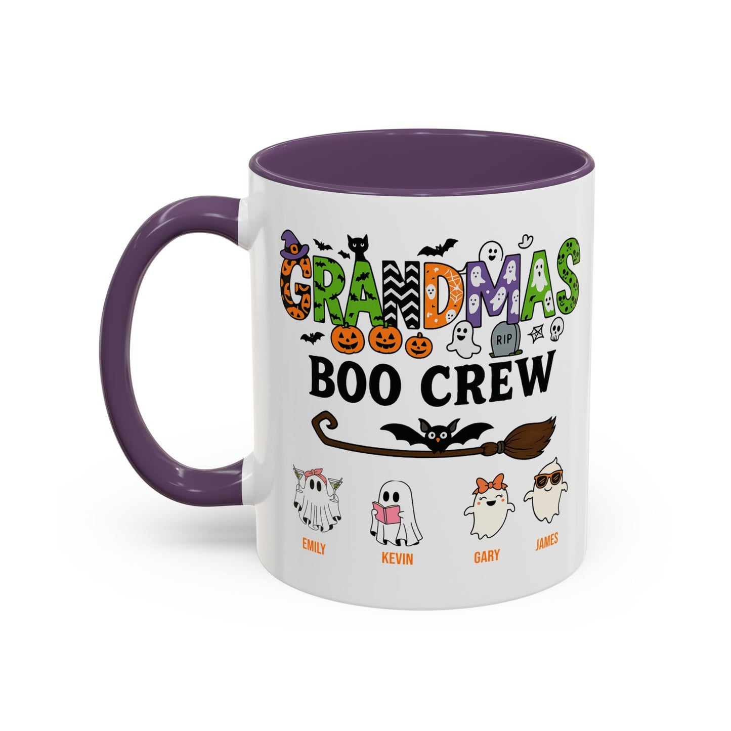 Grandma’s Boo Crew Accent Mug – Personalized Halloween Gift with Names - PersonalizedFury