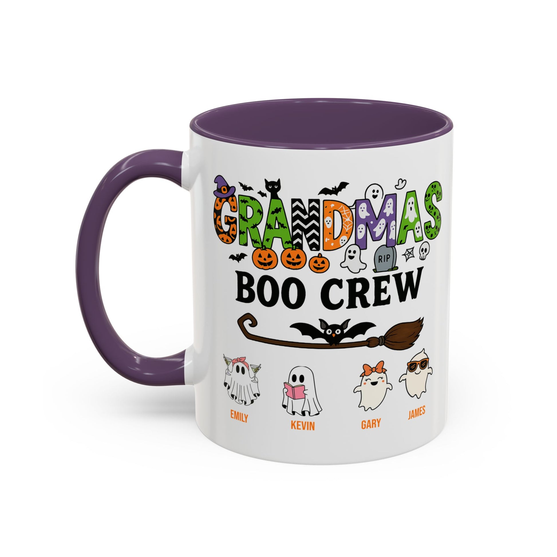 Grandma’s Boo Crew Accent Mug – Personalized Halloween Gift with Names - PersonalizedFury