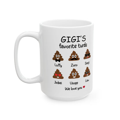 Personalized Gigi Gift - Funny Coffee Mug with Grandkids Names - PersonalizedFury