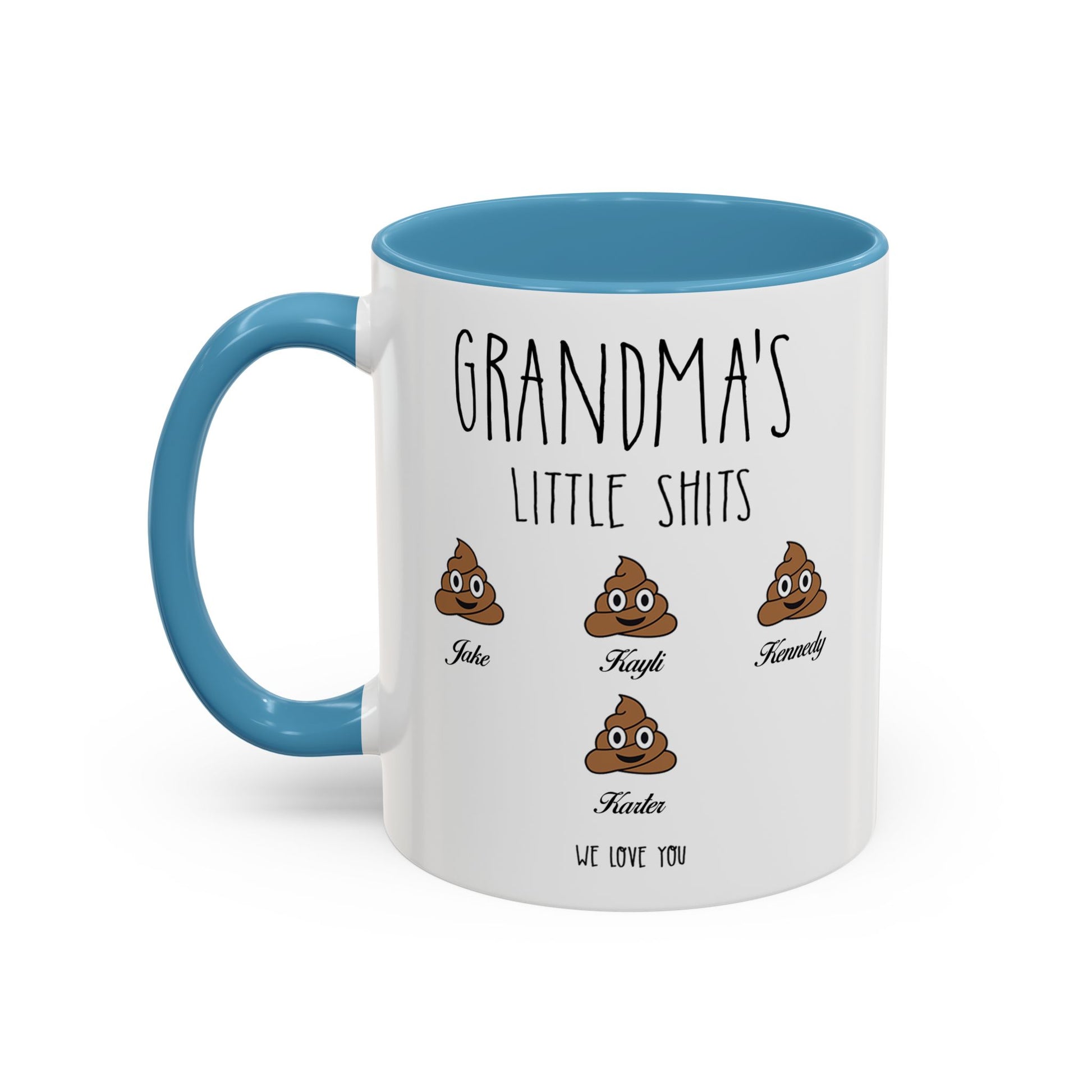 Personalized Grandma with Grandkids Names Accent Coffee Mug - PersonalizedFury