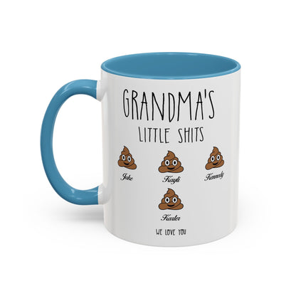 Personalized Grandma with Grandkids Names Accent Coffee Mug - PersonalizedFury