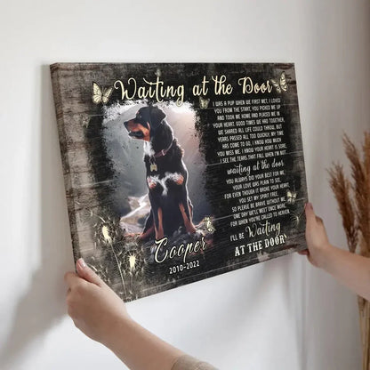 Waiting at the Door – Custom Dog Memorial Canvas for Rottweilers - PersonalizedFury