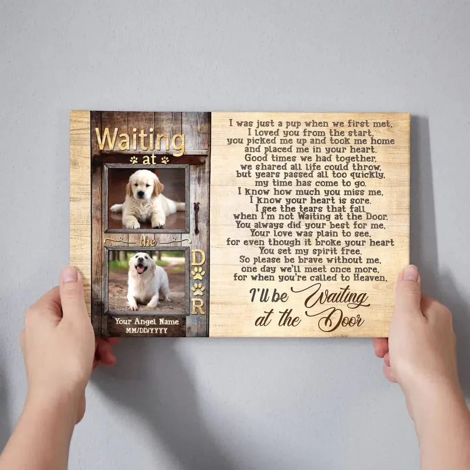 "Waiting at the Door" – Custom Dog Memorial Canvas With Photo & Name - PersonalizedFury