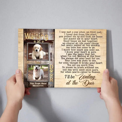 "Waiting at the Door" – Custom Dog Memorial Canvas With Photo & Name - PersonalizedFury