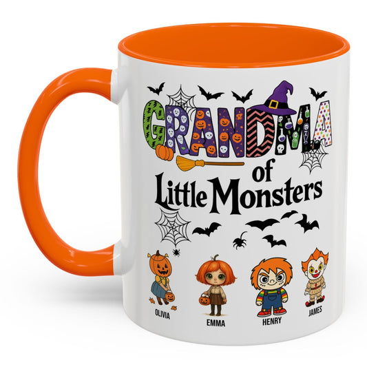 Personalized Halloween Gift for Grandma - Grandma with Grandkids Names Accent Mug - PersonalizedFury