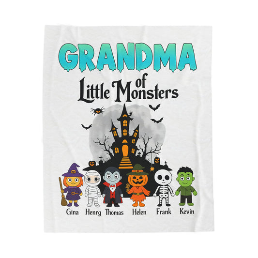 Personalized Grandma of Little Monsters with Grandkids names Blanket - PersonalizedFury