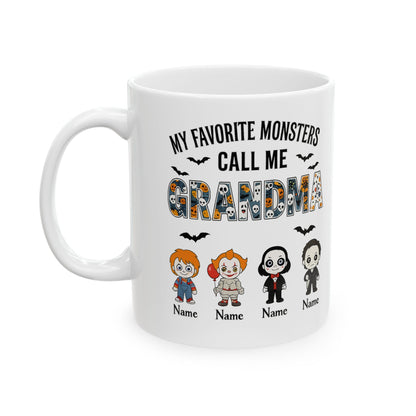 Halloween Gift for Grandma - Custom Little Monsters Coffee Mug - PersonalizedFury
