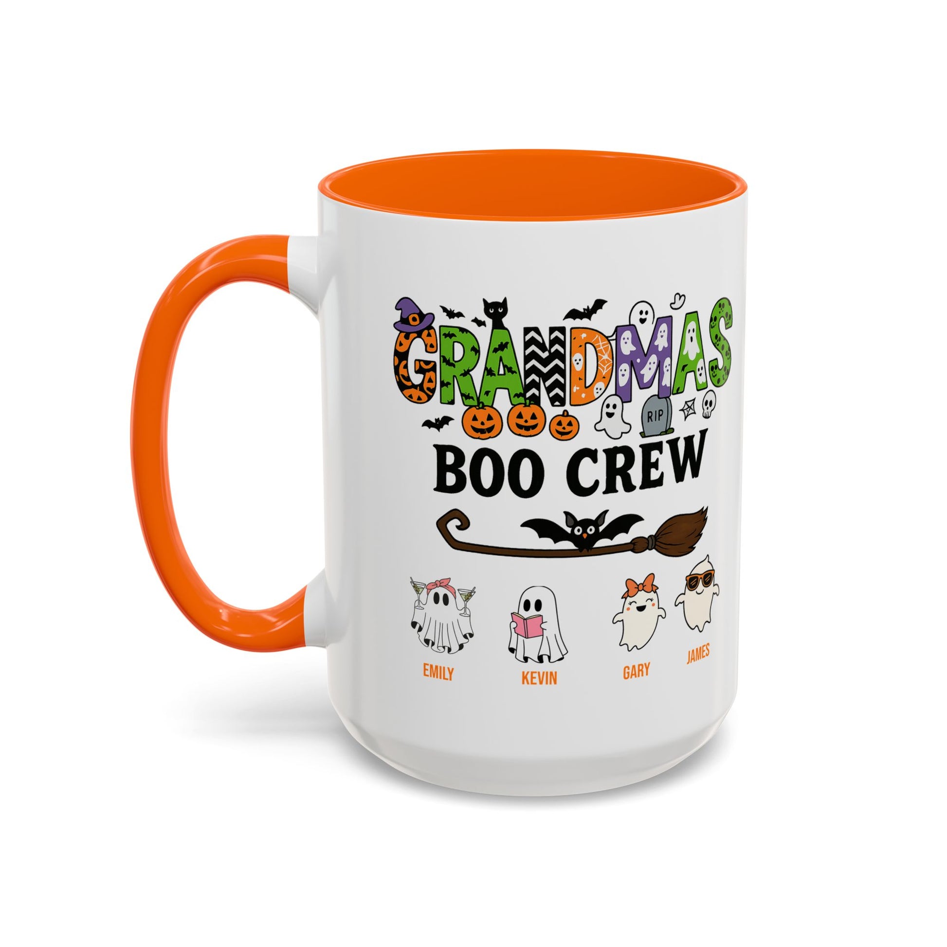 Grandma’s Boo Crew Accent Mug – Personalized Halloween Gift with Names - PersonalizedFury