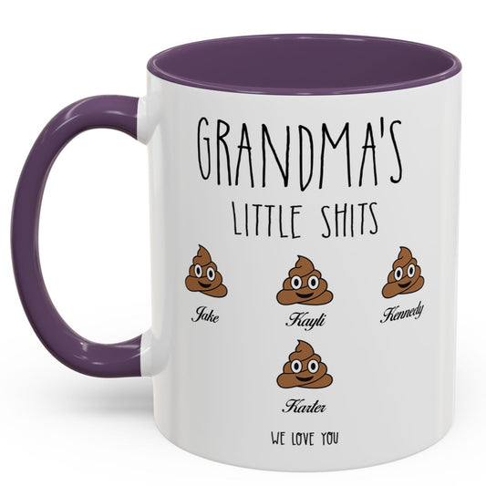 Personalized Grandma with Grandkids Names Accent Coffee Mug - PersonalizedFury