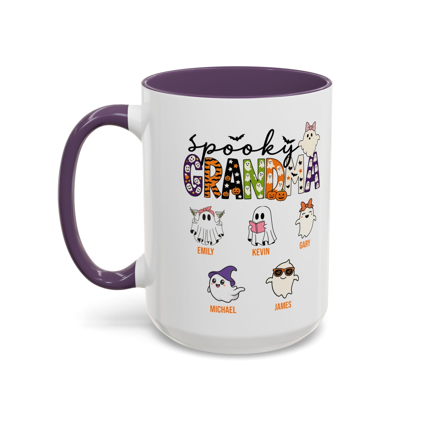 Spooky Grandma Accent Mug – Personalized Halloween Gift with Grandkids’ Names - PersonalizedFury