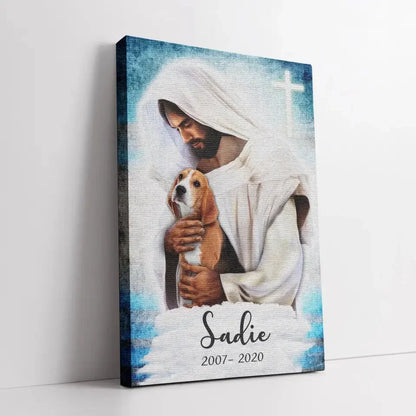 Jesus with Dogs in Heaven - Pet Memorial Canvas Gift - PersonalizedFury