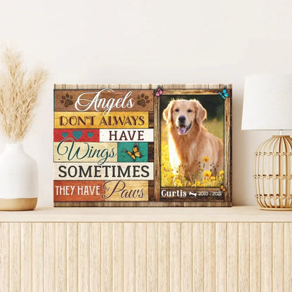Custom Dog Memorial Canvas – Angels Have Paws Pet Loss Gift - PersonalizedFury