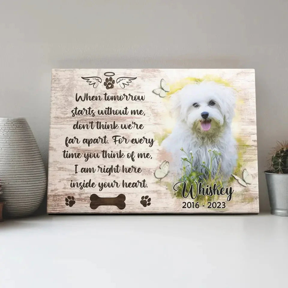 Dog Memorial Canvas with Photo – Personalized Pet Loss Gift - PersonalizedFury