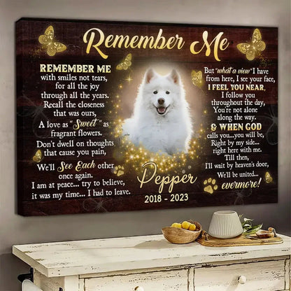 Custom Pet Loss Canvas – “Remember Me” Poem with Photo & Name - PersonalizedFury