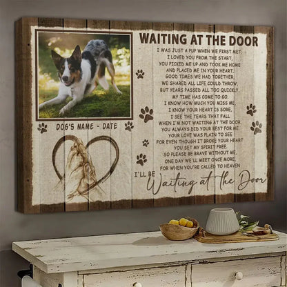 Waiting at the Door Pet Memorial Canvas – Custom Dog Photo & Name Gift - PersonalizedFury