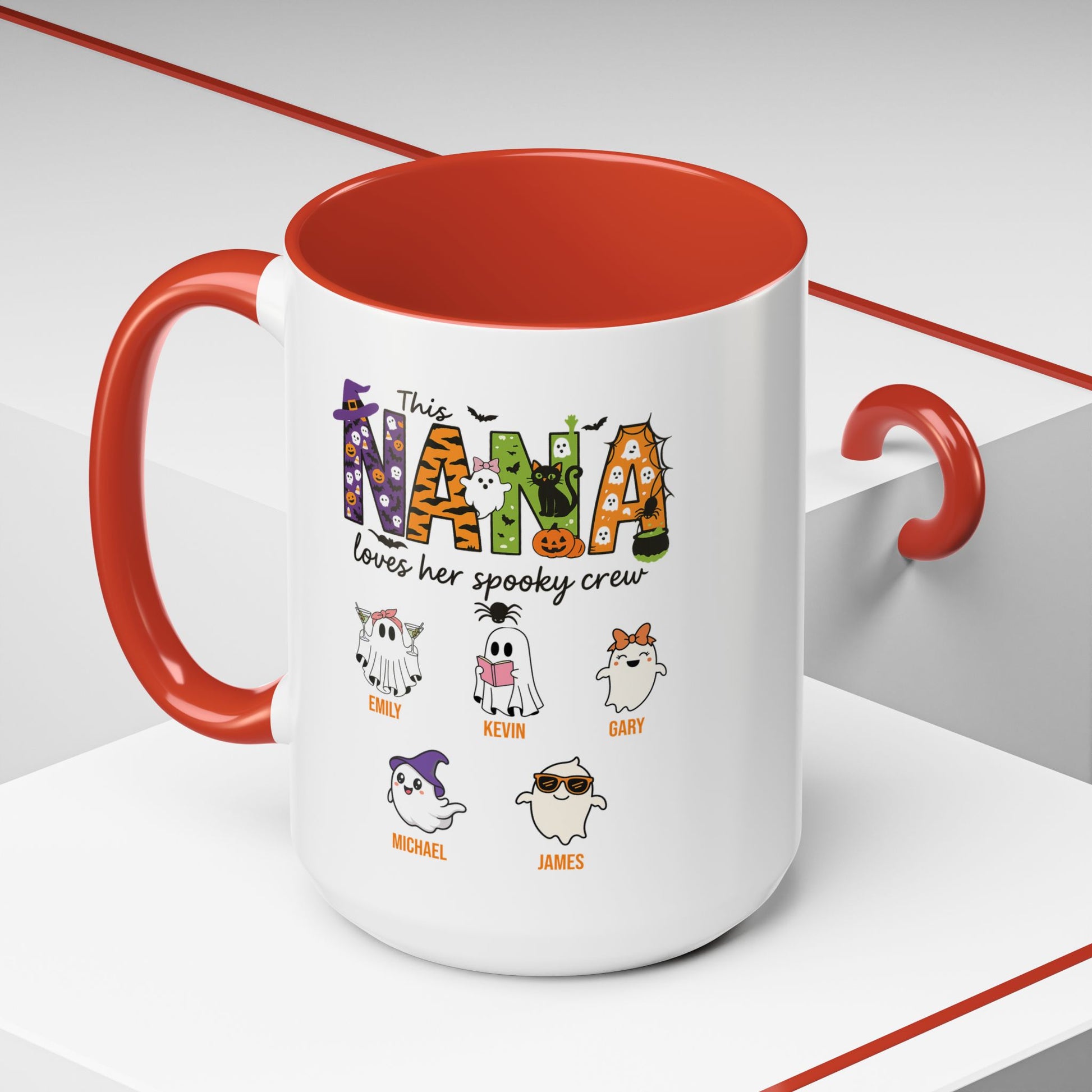 Nana Loves Her Spooky Crew Accent Mug – Personalized Halloween Gift - PersonalizedFury