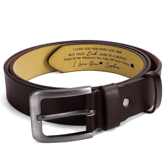 Engraved Leather Belt - Funny Personalized Gift For Husband Boyfriend