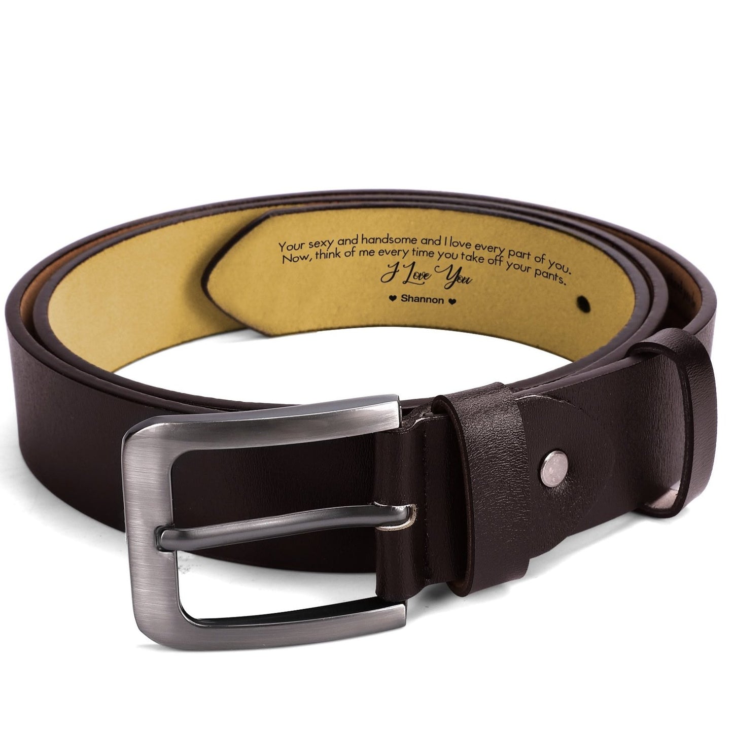 Personalized Engraved Leather Belt - Funny Gift For Husband Boyfriend