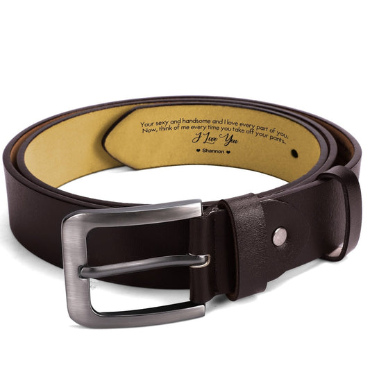 Personalized Engraved Leather Belt - Funny Gift For Husband Boyfriend