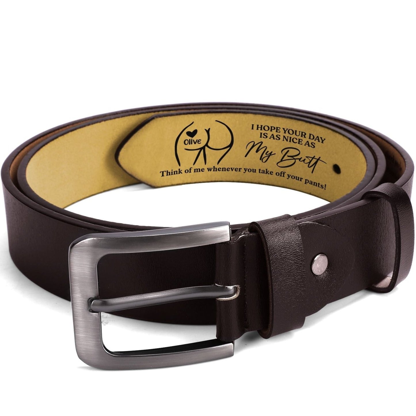 Personalized Engraved Leather Belt - Funny Anniversary Gift for Husband Boyfriend