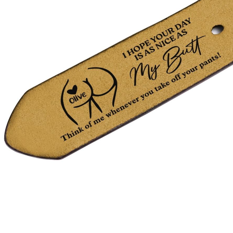 Personalized Engraved Leather Belt - Funny Anniversary Gift for Husband Boyfriend