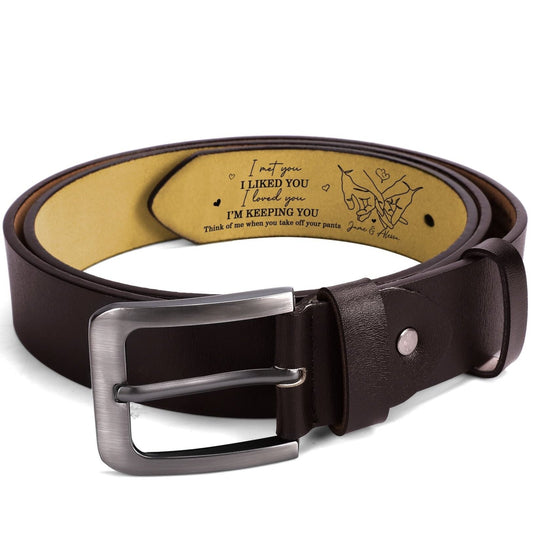 Engraved Leather Belt for Him - Funny Gift For Boyfriend or Husband - Birthday Anniversary Gift