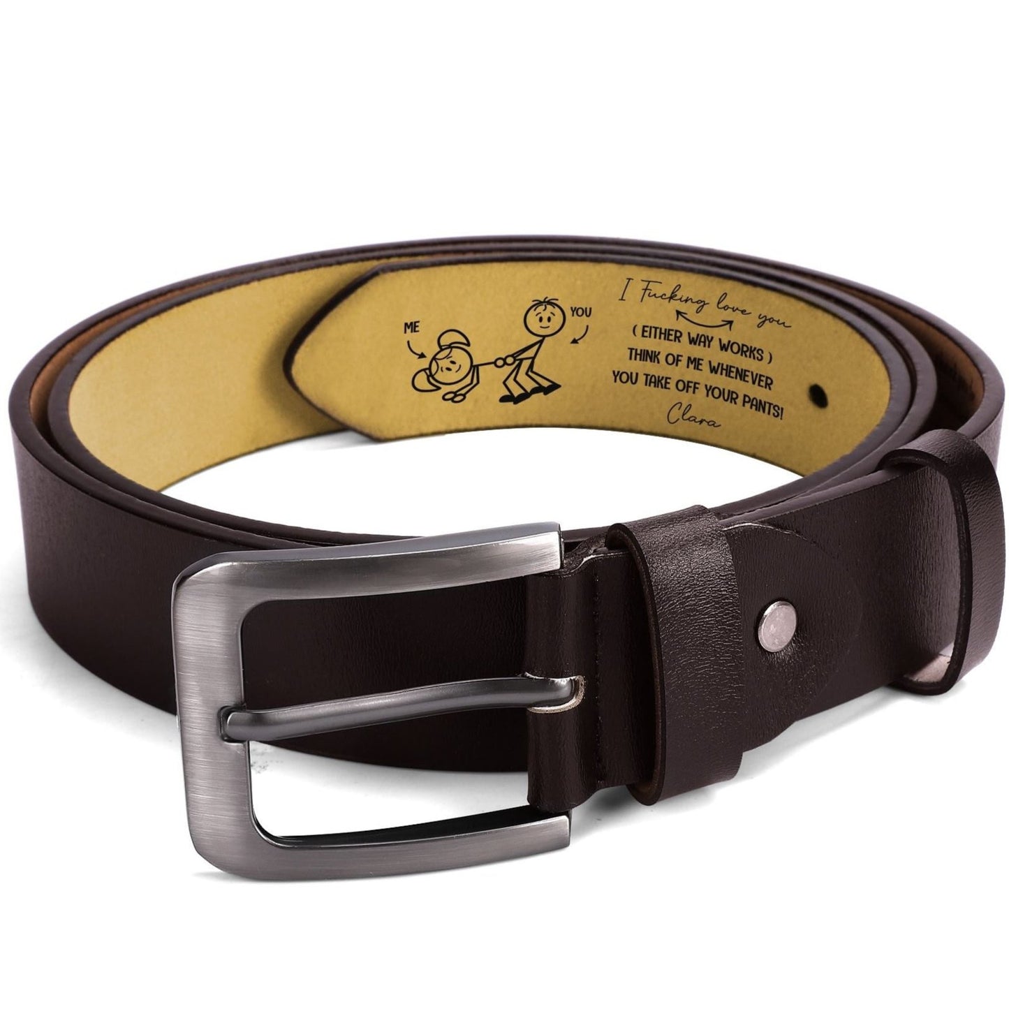 Personalized Leather Belt for Him - Funny Gift For Boyfriend or Husband From Wife/Girlfriend