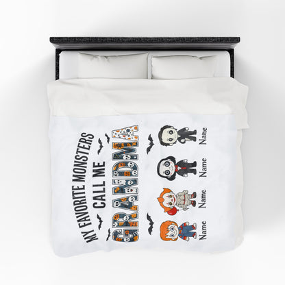 Grandma Halloween Blanket - Favorite Monsters Call Me Grandma Gift - PersonalizedFury