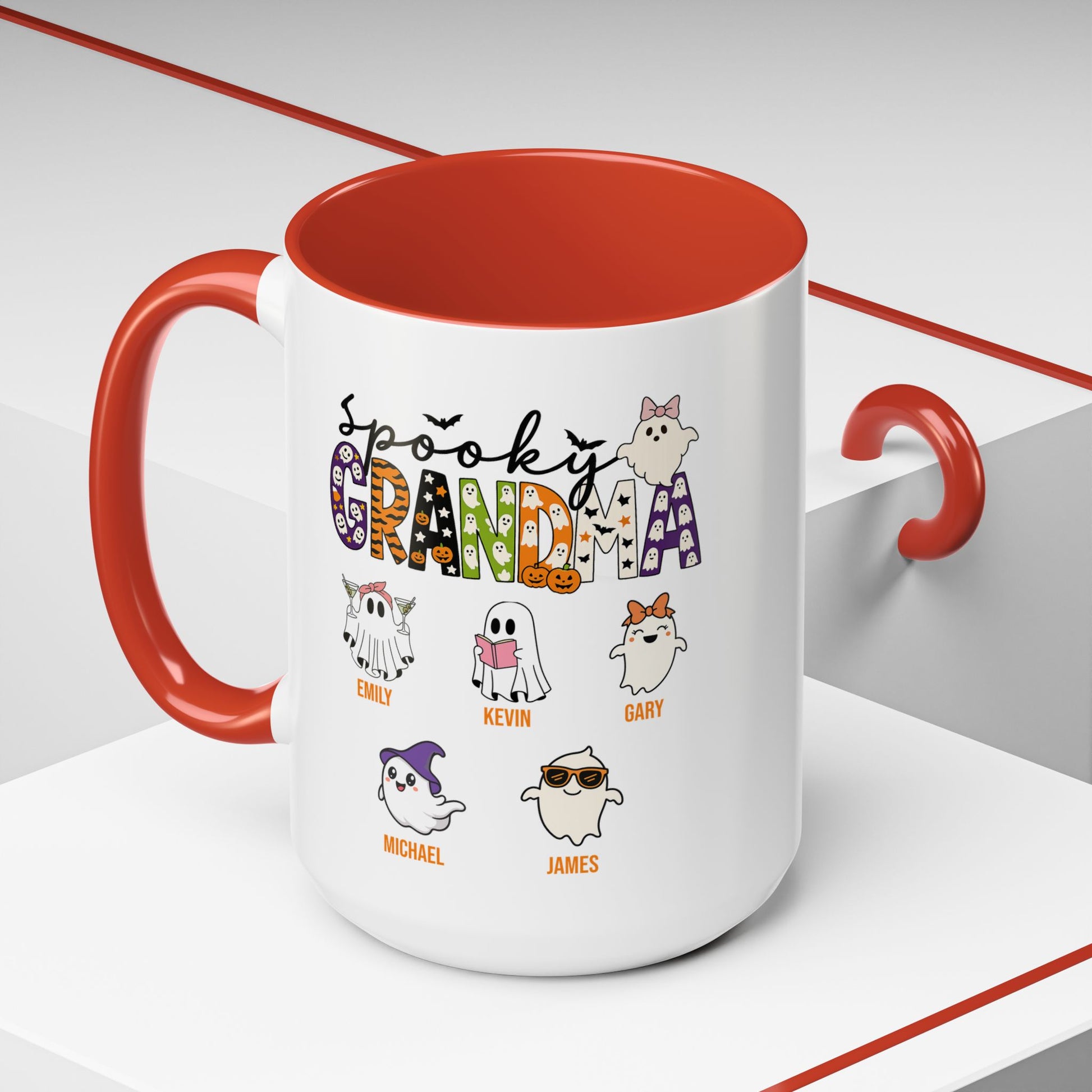 Spooky Grandma Accent Mug – Personalized Halloween Gift with Grandkids’ Names - PersonalizedFury