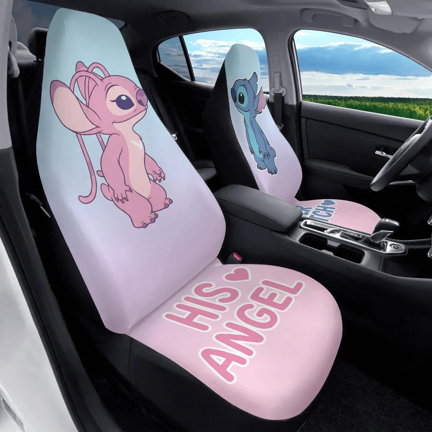 Lilo & Stitch Couple Car Seat Covers – Valentine Car Accessories for Couples - PersonalizedFury