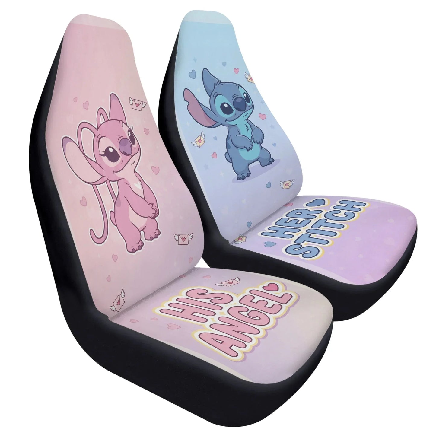 Lilo & Stitch Love Couple Car Seat Covers – Cartoon Car Decor - PersonalizedFury