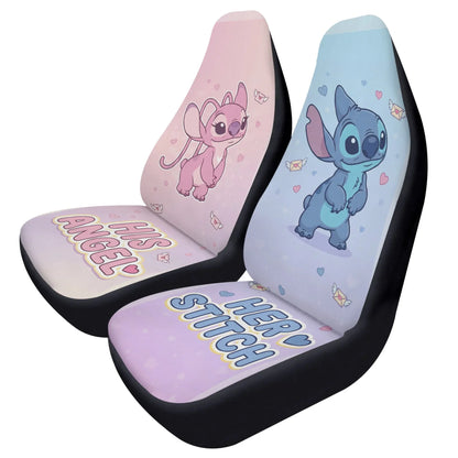 Lilo & Stitch Love Couple Car Seat Covers – Cartoon Car Decor - PersonalizedFury