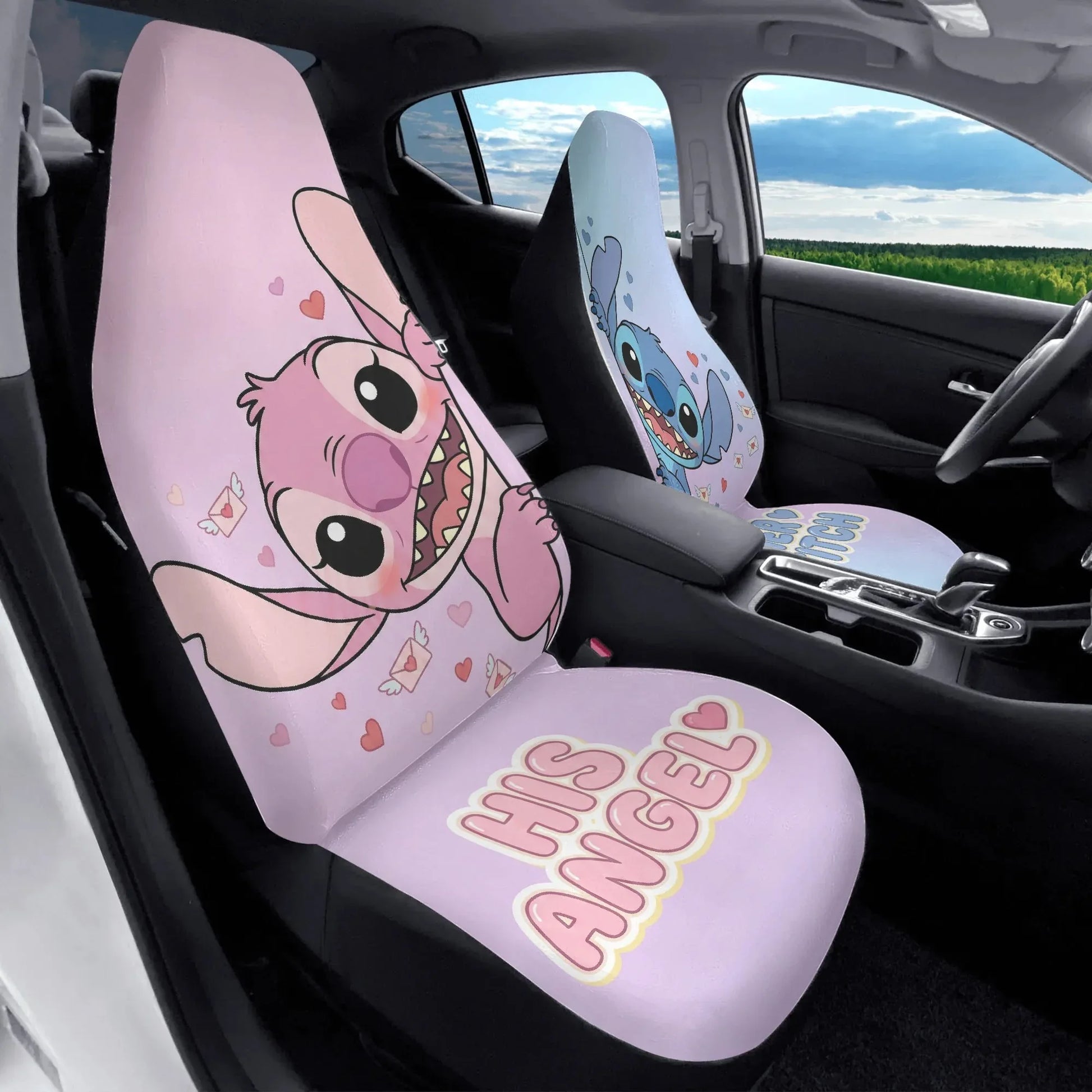 Cute Lilo & Stitch Couple Car Seat Covers – Car Accessories - PersonalizedFury