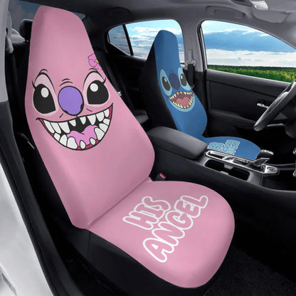 Cute Lilo & Stitch Love Couple Car Seat Covers – Car Accessories for Couples - PersonalizedFury
