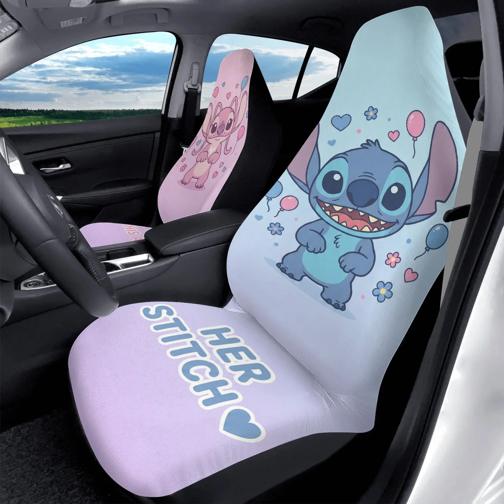 Lilo & Stitch Couple Car Seat Covers – Valentine Car Accessories for Couples - PersonalizedFury