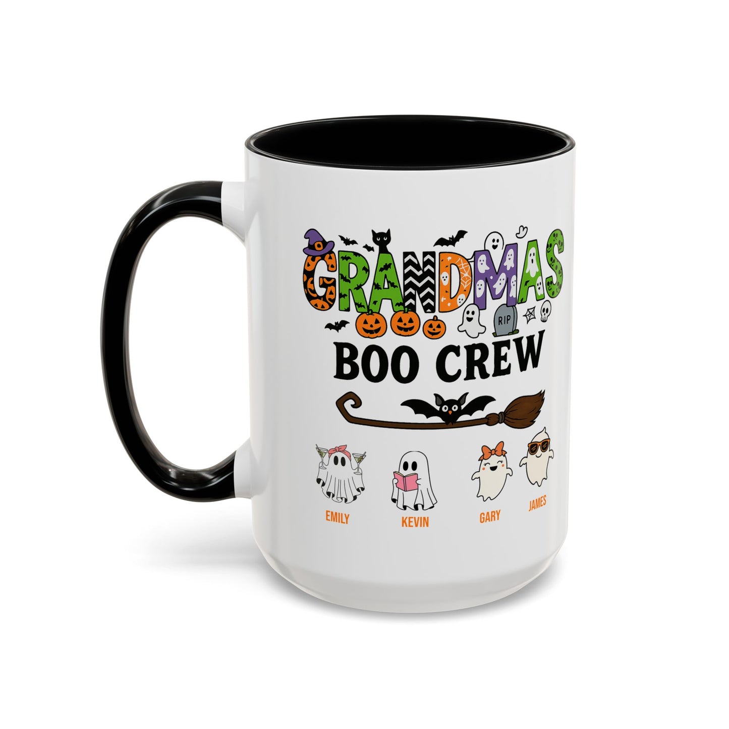 Grandma’s Boo Crew Accent Mug – Personalized Halloween Gift with Names - PersonalizedFury