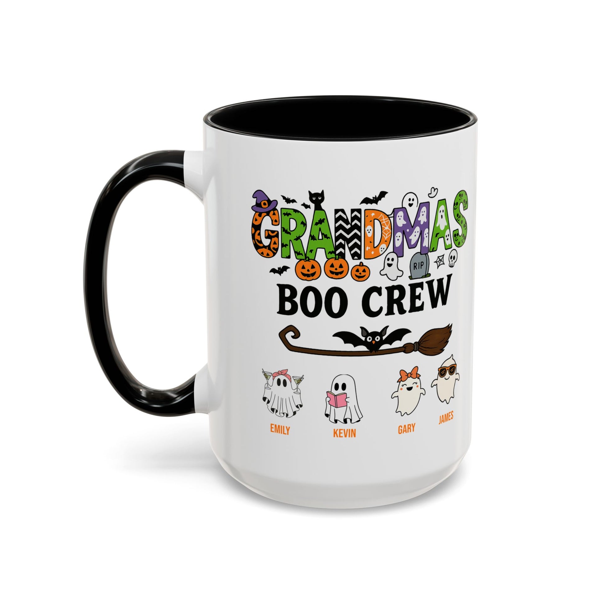 Grandma’s Boo Crew Accent Mug – Personalized Halloween Gift with Names - PersonalizedFury