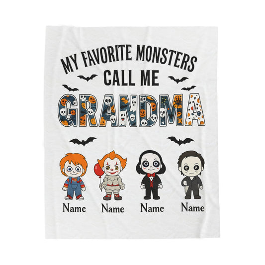 Grandma Halloween Blanket - Favorite Monsters Call Me Grandma Gift - PersonalizedFury