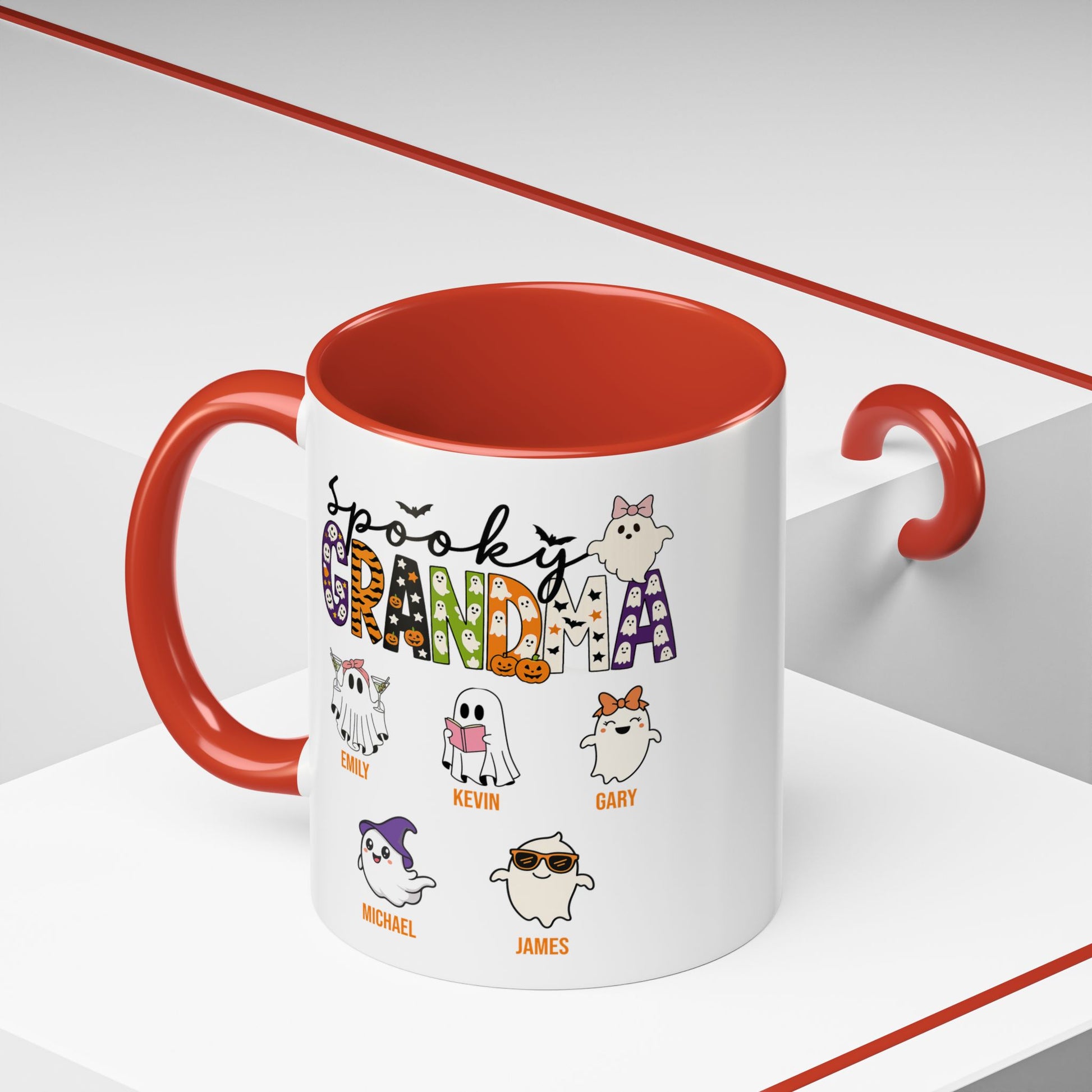 Spooky Grandma Accent Mug – Personalized Halloween Gift with Grandkids’ Names - PersonalizedFury